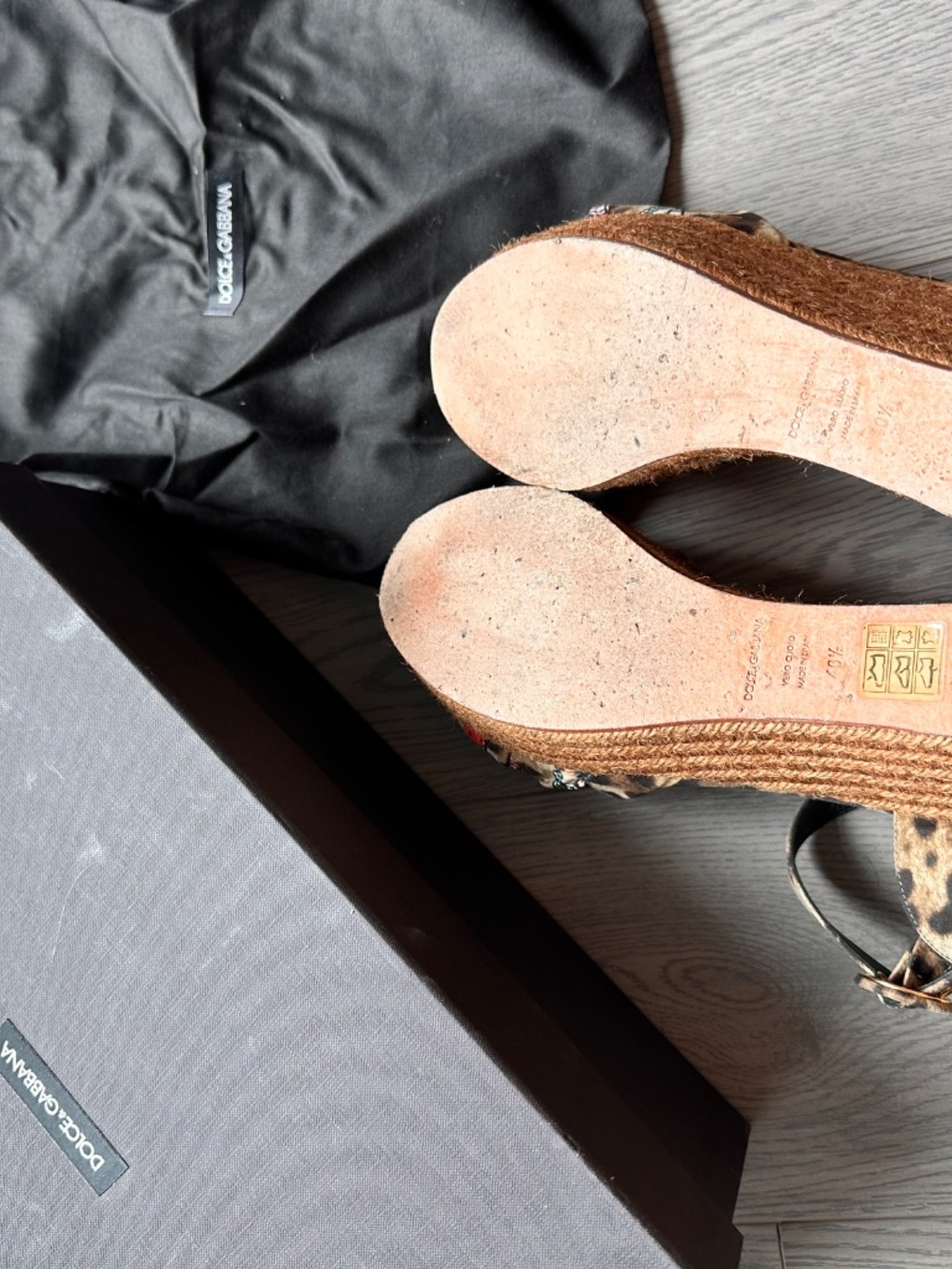 Dolce & Gabbana Leopard Print Butterfly Wedges Espadrilles with Box Size 10.5 - Picture 9 of 10